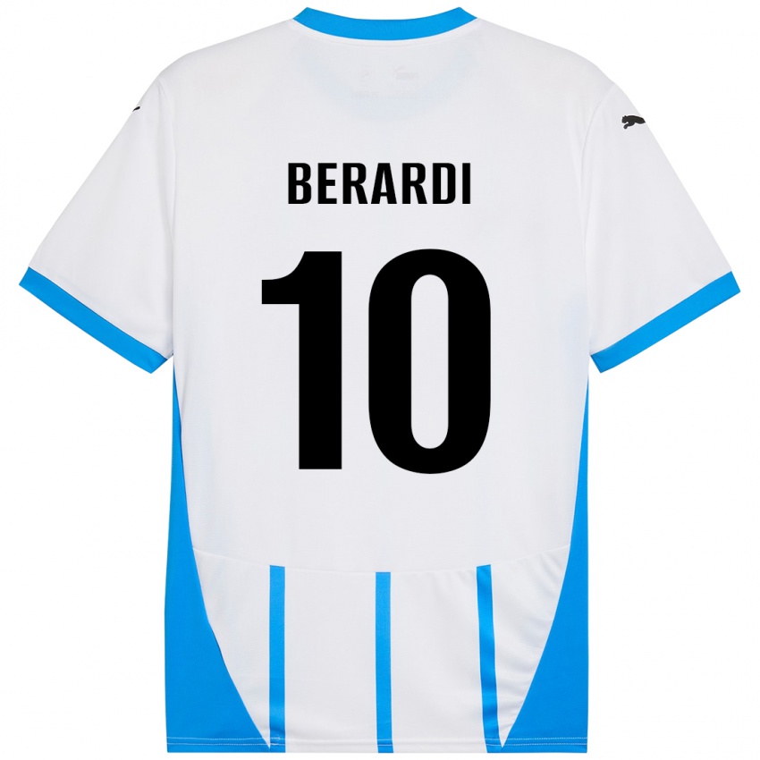 Gyermek Domenico Berardi #10 Fehér Kék Idegenbeli Jersey 2024/25 Mez Póló Ing