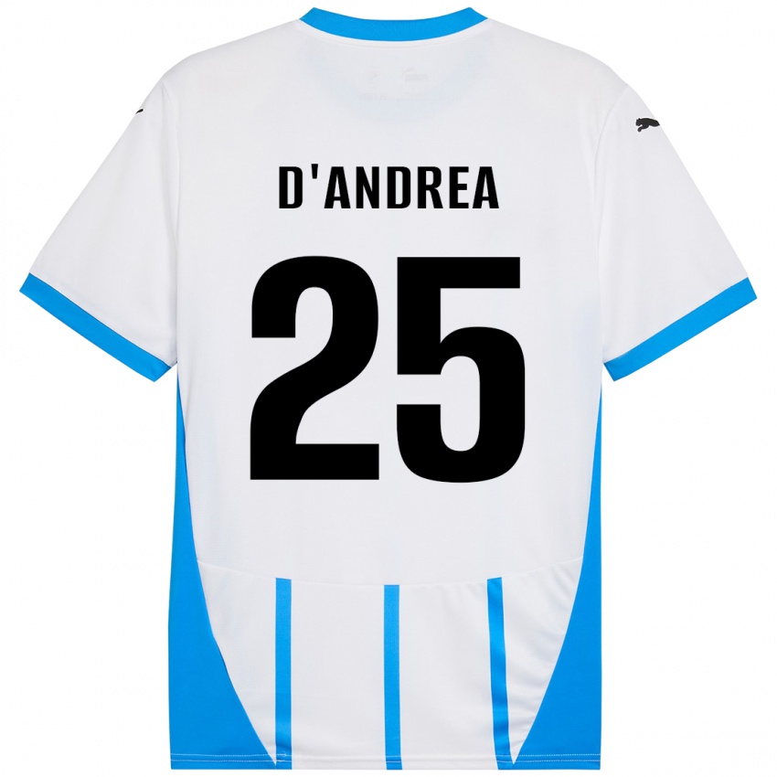 Gyermek Luca D'andrea #25 Fehér Kék Idegenbeli Jersey 2024/25 Mez Póló Ing