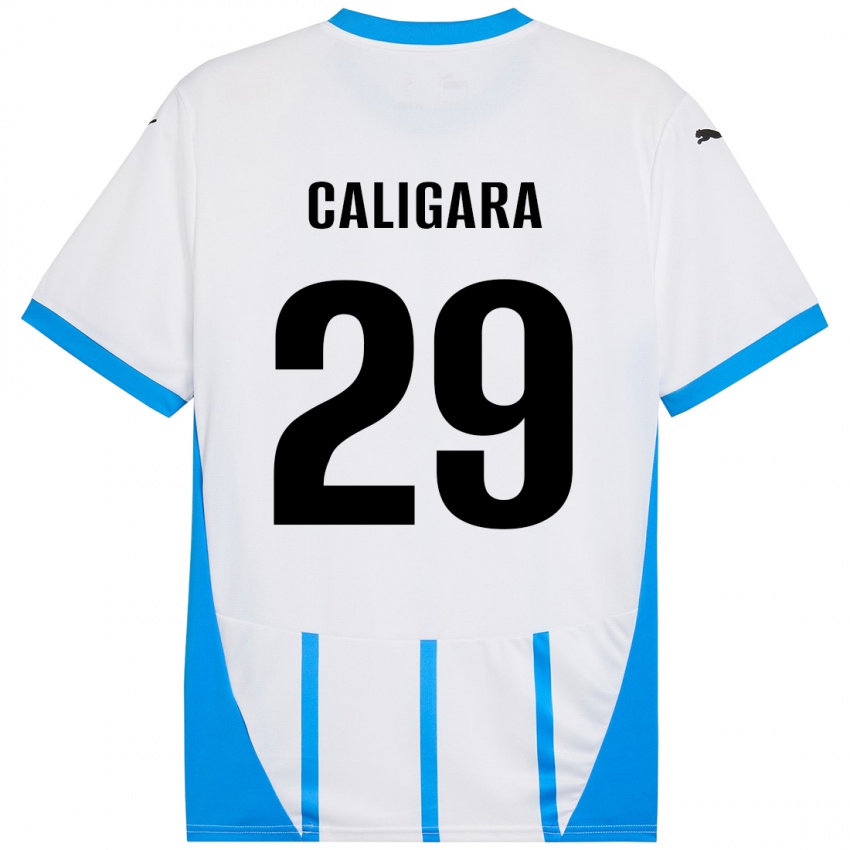 Gyermek Fabrizio Caligara #29 Fehér Kék Idegenbeli Jersey 2024/25 Mez Póló Ing