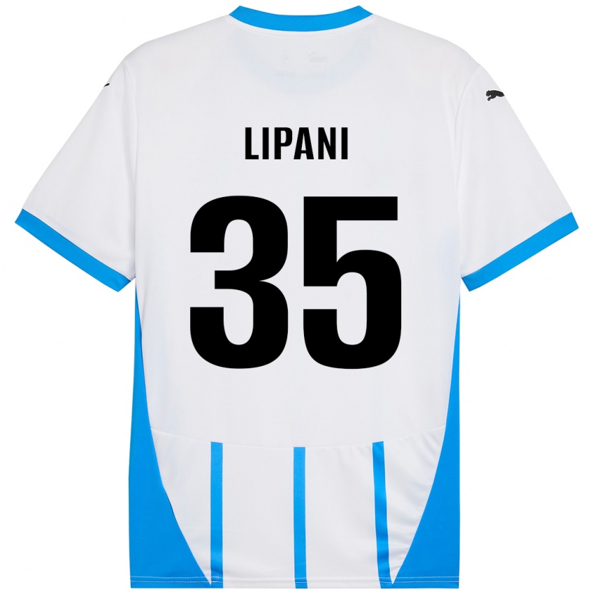 Gyermek Luca Lipani #35 Fehér Kék Idegenbeli Jersey 2024/25 Mez Póló Ing