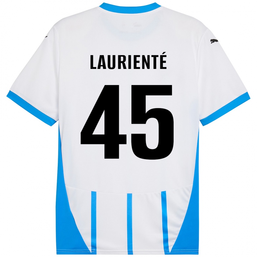 Gyermek Armand Laurienté #45 Fehér Kék Idegenbeli Jersey 2024/25 Mez Póló Ing