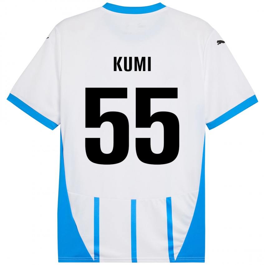 Gyermek Justin Kumi #55 Fehér Kék Idegenbeli Jersey 2024/25 Mez Póló Ing