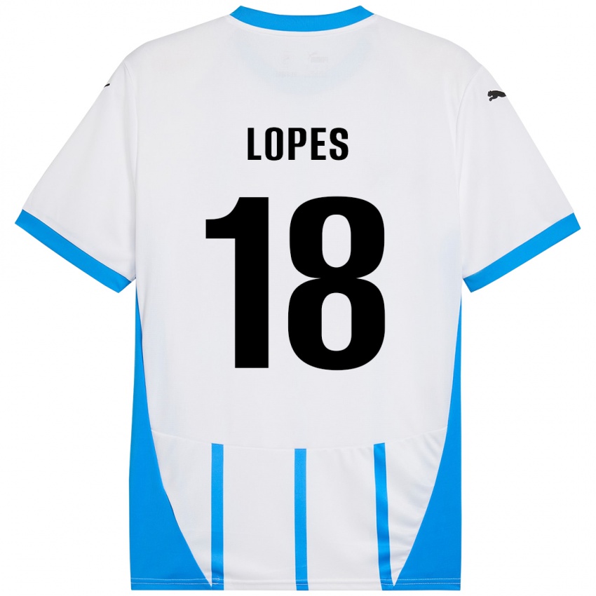 Gyermek Emerick Lopes #18 Fehér Kék Idegenbeli Jersey 2024/25 Mez Póló Ing