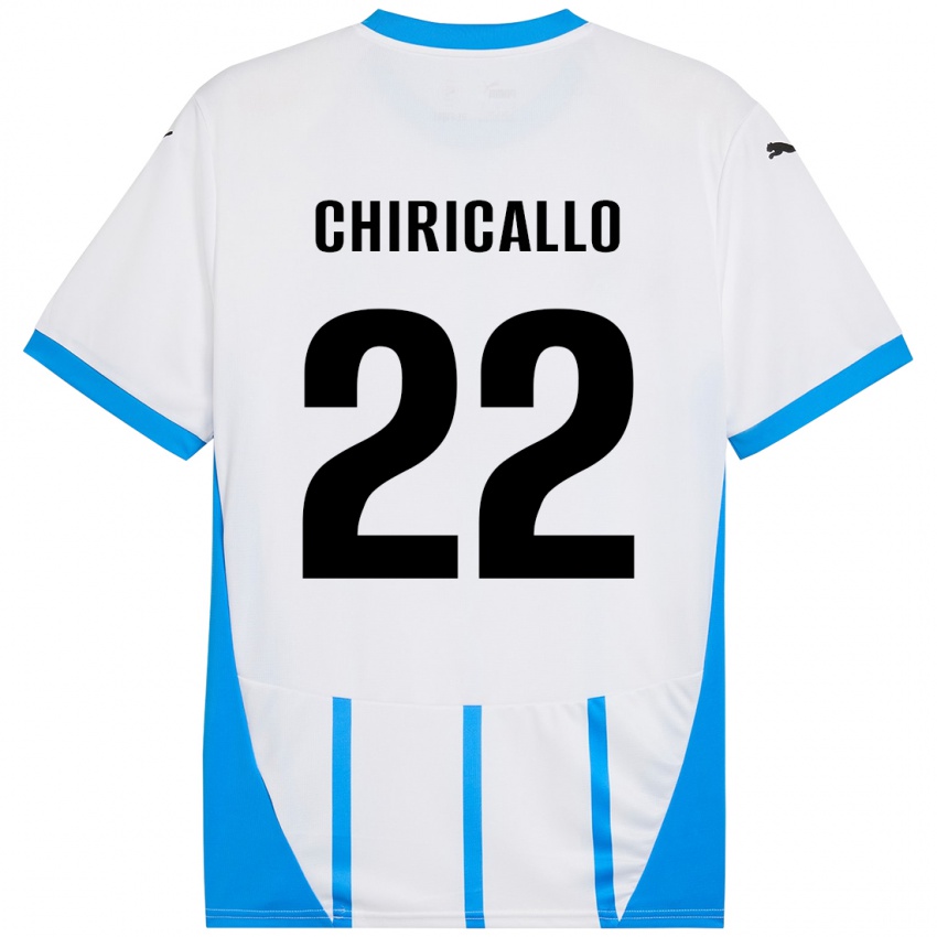 Gyermek Giovanni Chiricallo #22 Fehér Kék Idegenbeli Jersey 2024/25 Mez Póló Ing