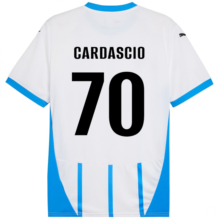 Gyermek Alessandro Cardascio #70 Fehér Kék Idegenbeli Jersey 2024/25 Mez Póló Ing