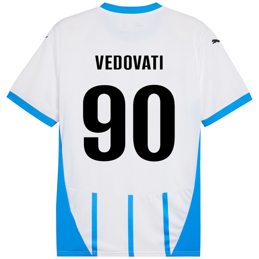 Gyermek Gabriele Vedovati #90 Fehér Kék Idegenbeli Jersey 2024/25 Mez Póló Ing