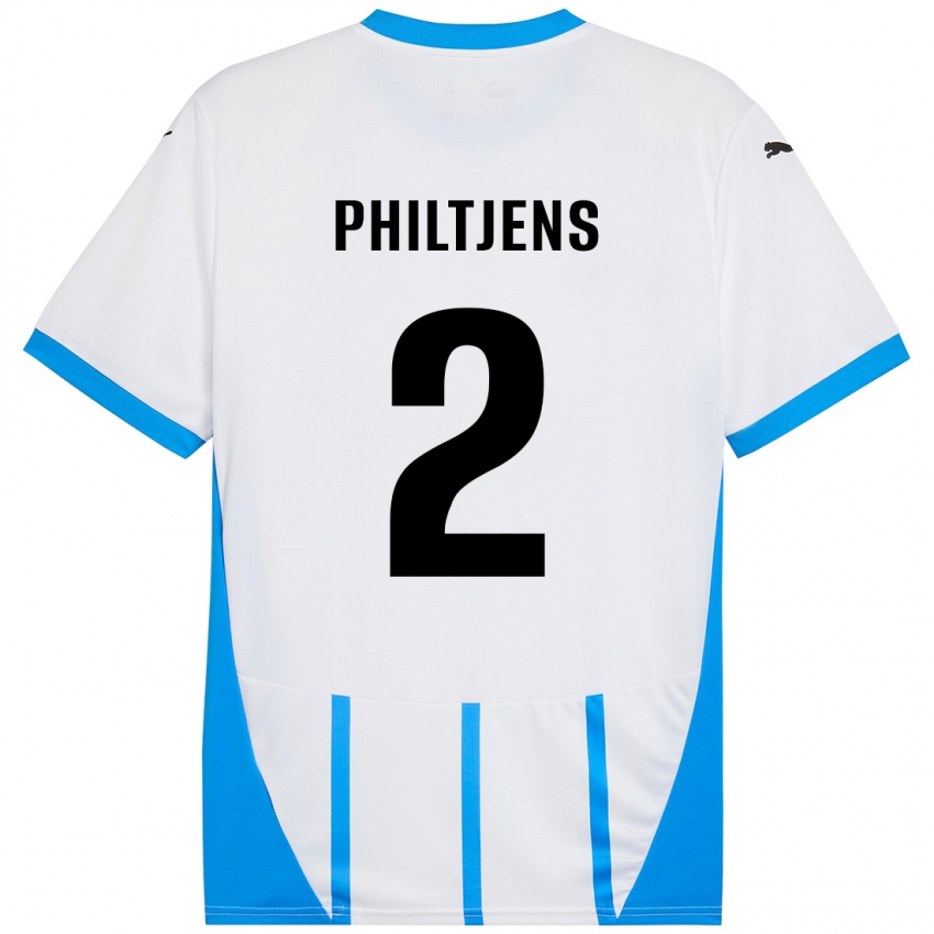 Gyermek Davina Philtjens #2 Fehér Kék Idegenbeli Jersey 2024/25 Mez Póló Ing