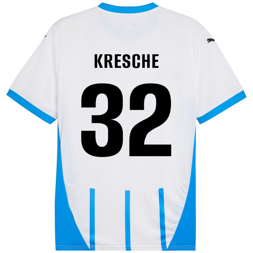 Gyermek Isabella Kresche #32 Fehér Kék Idegenbeli Jersey 2024/25 Mez Póló Ing