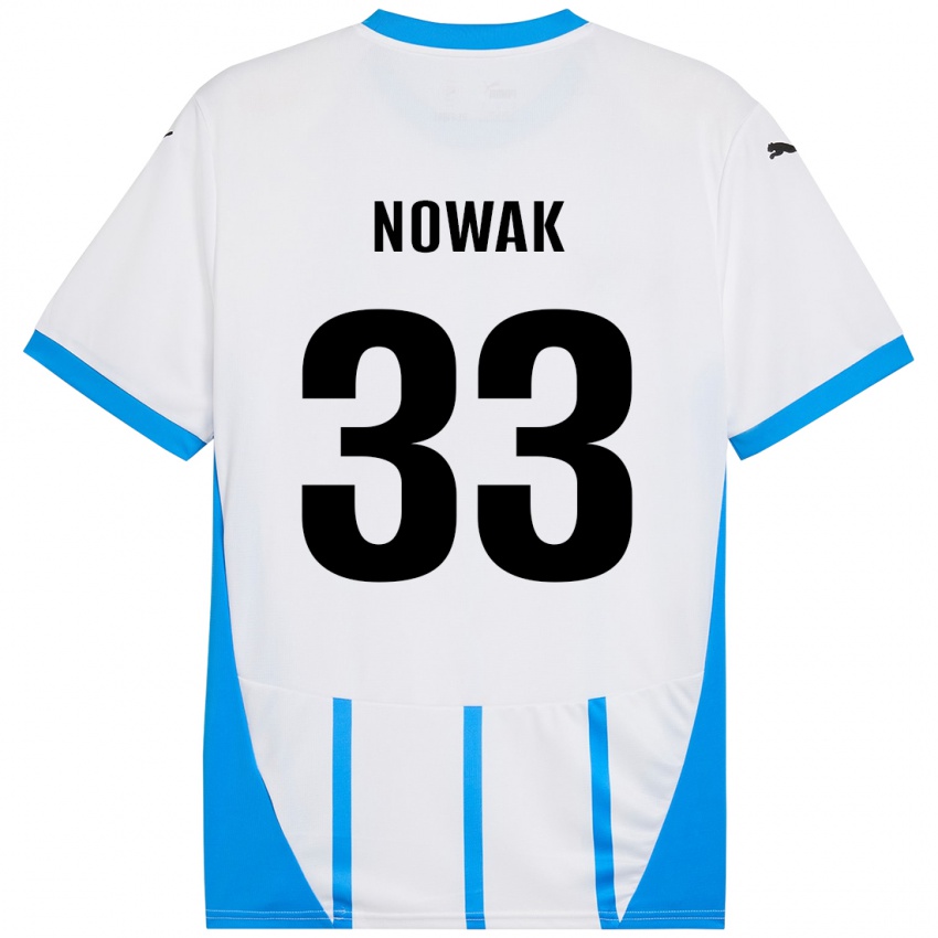 Gyermek Julie Nowak #33 Fehér Kék Idegenbeli Jersey 2024/25 Mez Póló Ing