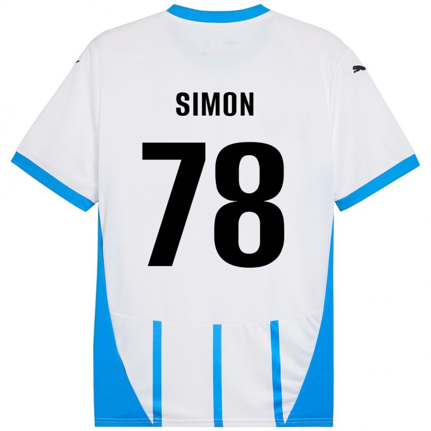 Gyermek Bénédicte Simon #78 Fehér Kék Idegenbeli Jersey 2024/25 Mez Póló Ing