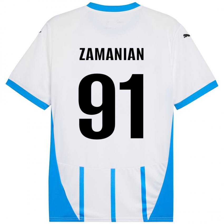 Gyermek Annahita Zamanian #91 Fehér Kék Idegenbeli Jersey 2024/25 Mez Póló Ing