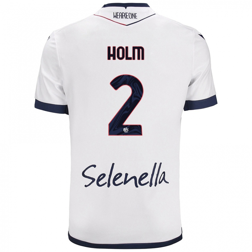 Gyermek Emil Holm #2 Fehér Royal Blue Idegenbeli Jersey 2024/25 Mez Póló Ing