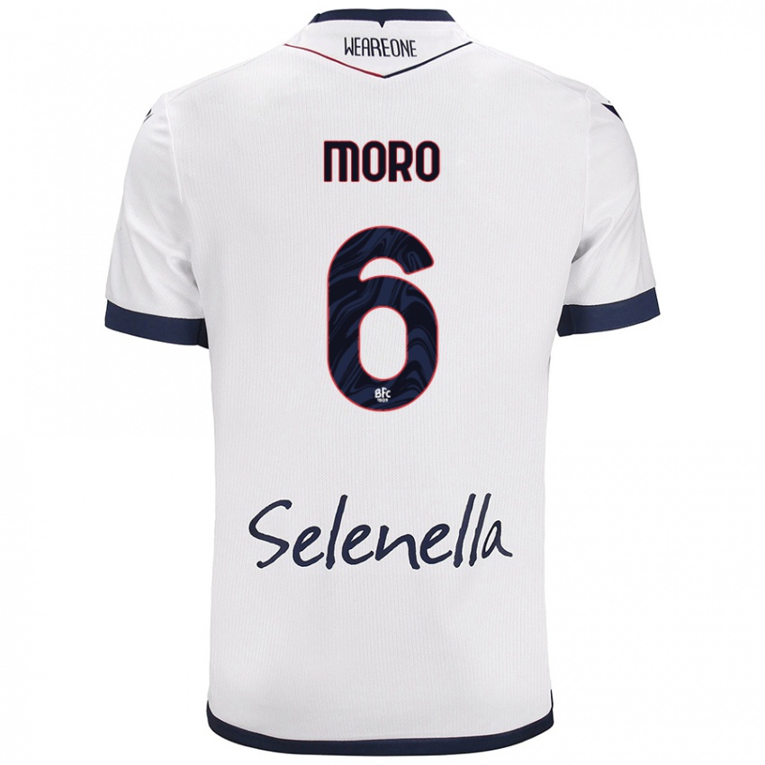 Gyermek Nikola Moro #6 Fehér Royal Blue Idegenbeli Jersey 2024/25 Mez Póló Ing