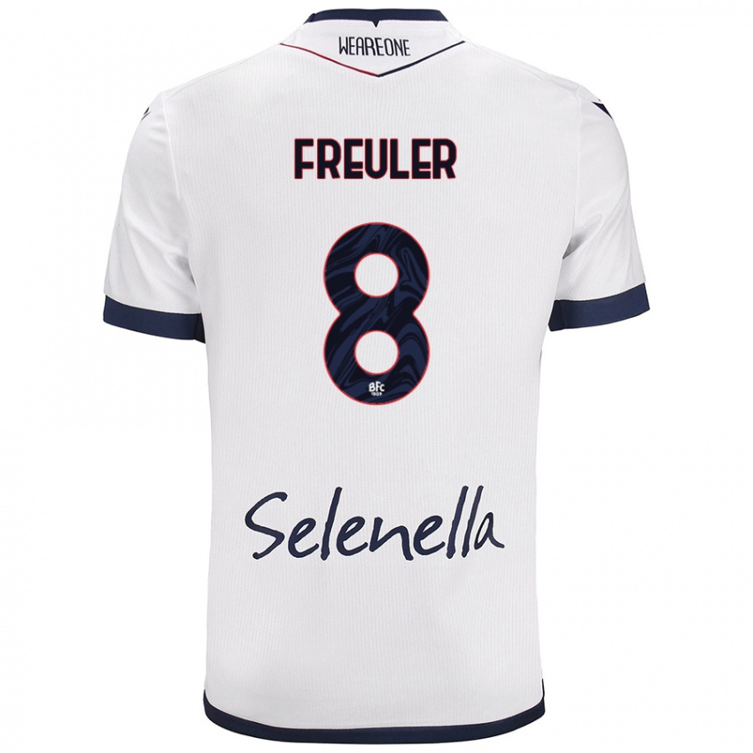 Gyermek Remo Freuler #8 Fehér Royal Blue Idegenbeli Jersey 2024/25 Mez Póló Ing