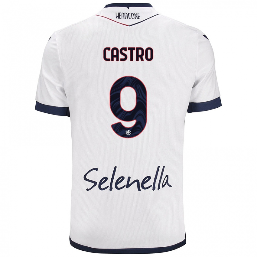 Gyermek Santiago Castro #9 Fehér Royal Blue Idegenbeli Jersey 2024/25 Mez Póló Ing