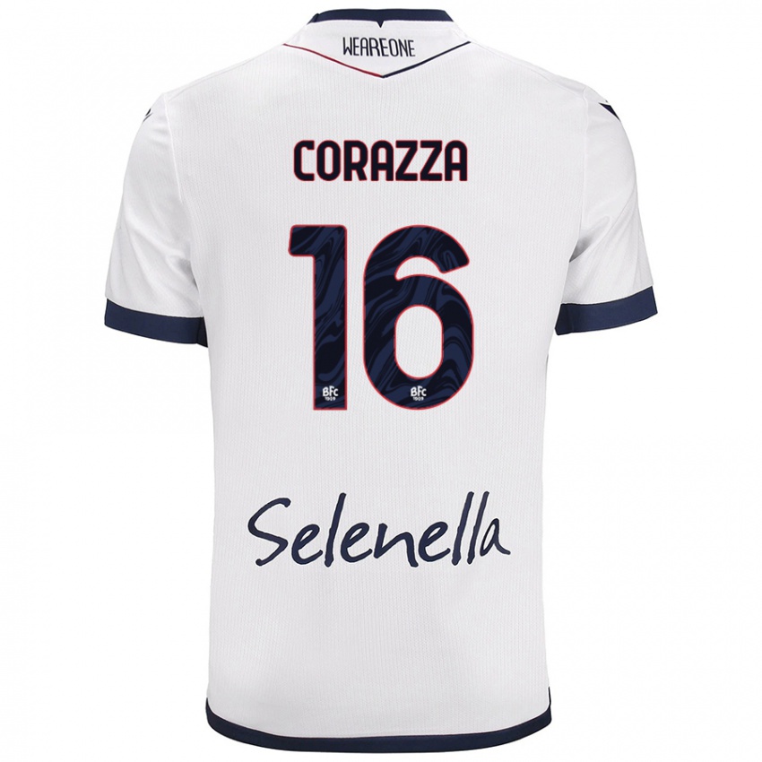 Gyermek Tommaso Corazza #16 Fehér Royal Blue Idegenbeli Jersey 2024/25 Mez Póló Ing