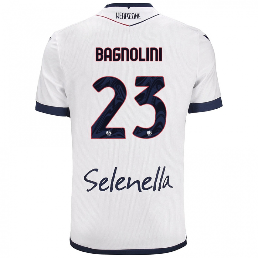 Gyermek Nicola Bagnolini #23 Fehér Royal Blue Idegenbeli Jersey 2024/25 Mez Póló Ing