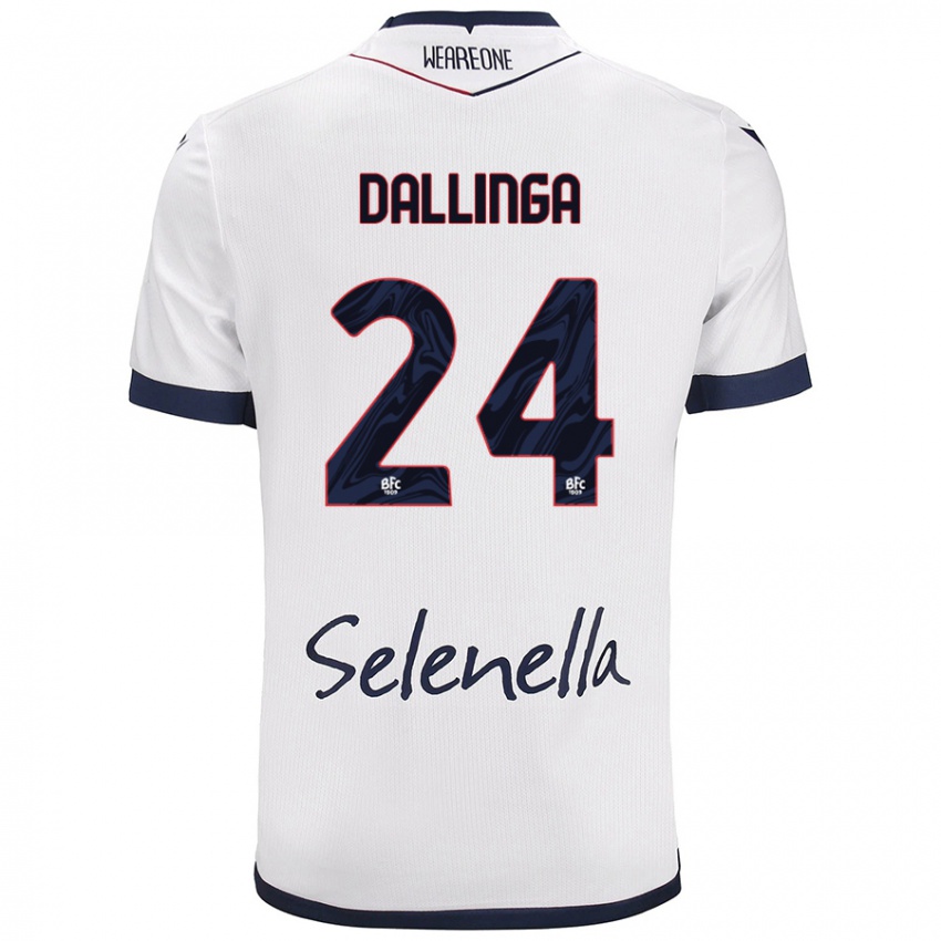 Gyermek Thijs Dallinga #24 Fehér Royal Blue Idegenbeli Jersey 2024/25 Mez Póló Ing