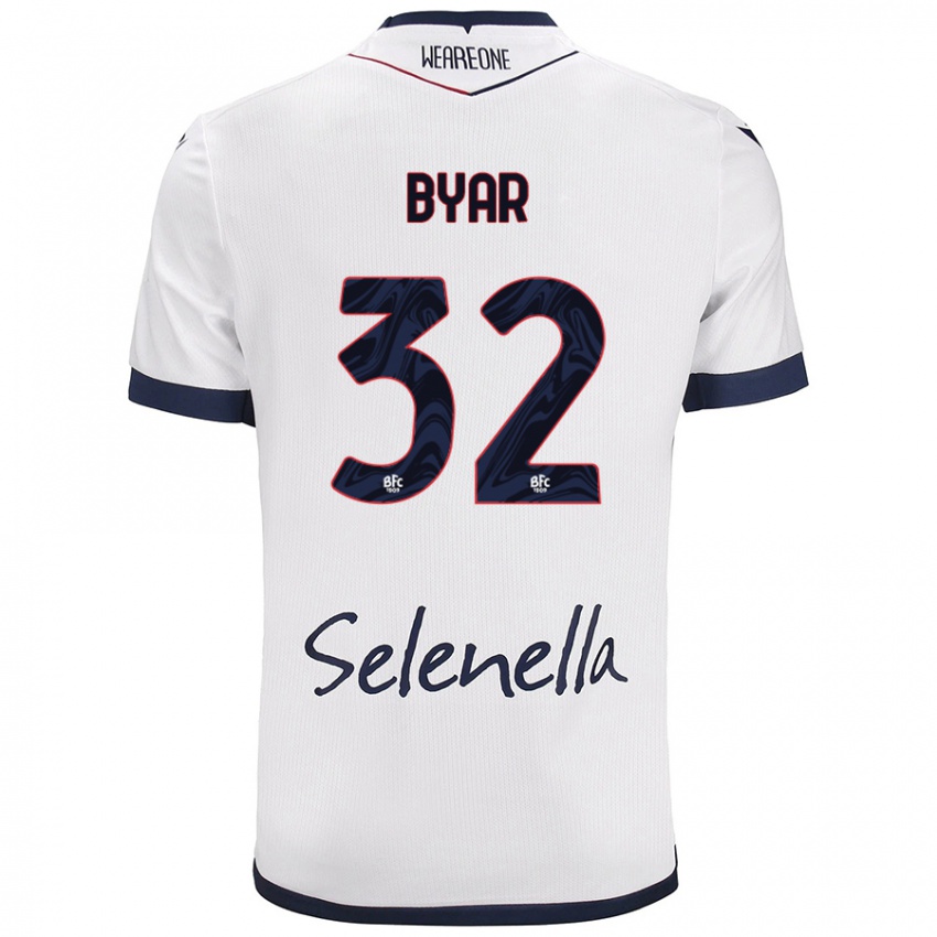 Gyermek Naïm Byar #32 Fehér Royal Blue Idegenbeli Jersey 2024/25 Mez Póló Ing