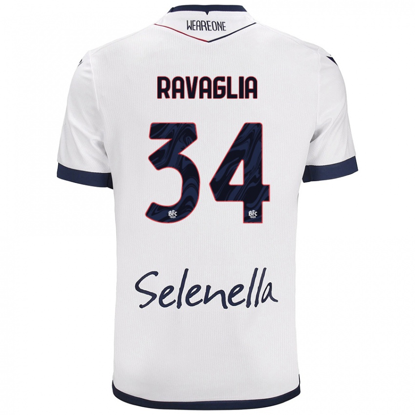 Gyermek Federico Ravaglia #34 Fehér Royal Blue Idegenbeli Jersey 2024/25 Mez Póló Ing