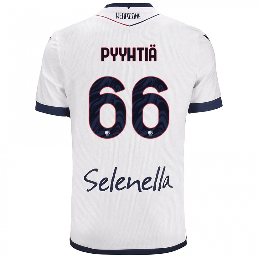 Gyermek Niklas Pyyhtiä #66 Fehér Royal Blue Idegenbeli Jersey 2024/25 Mez Póló Ing