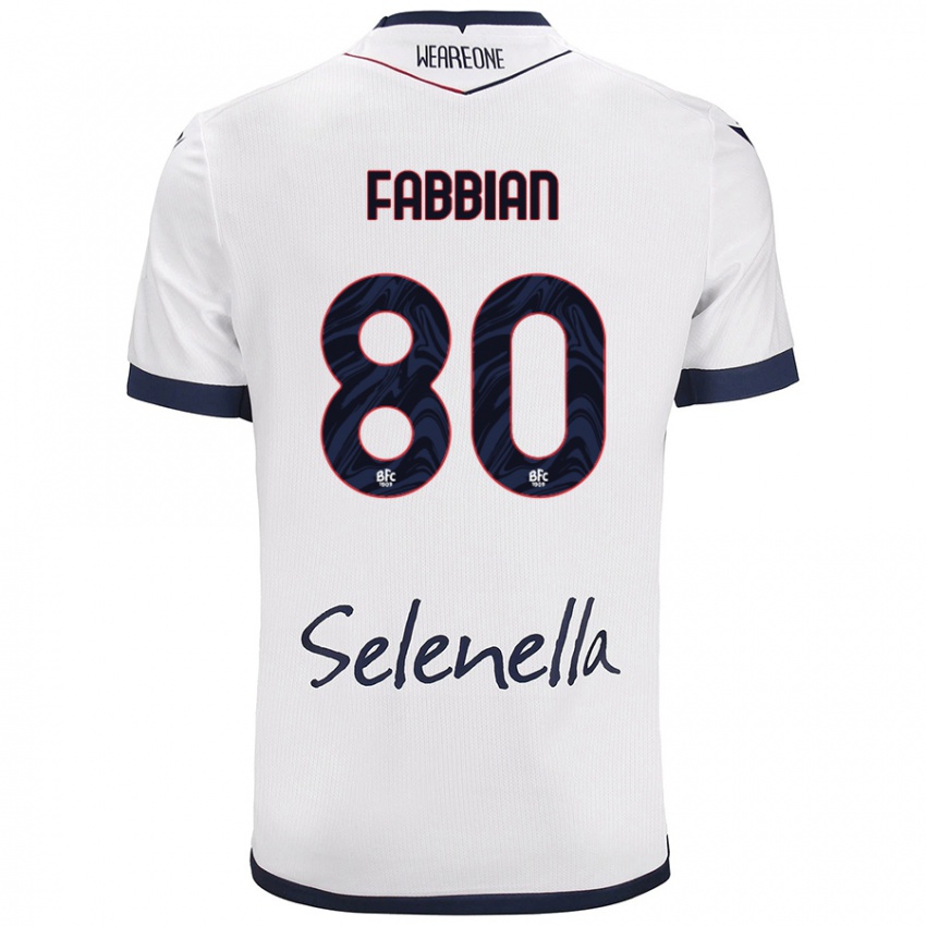 Gyermek Giovanni Fabbian #80 Fehér Royal Blue Idegenbeli Jersey 2024/25 Mez Póló Ing