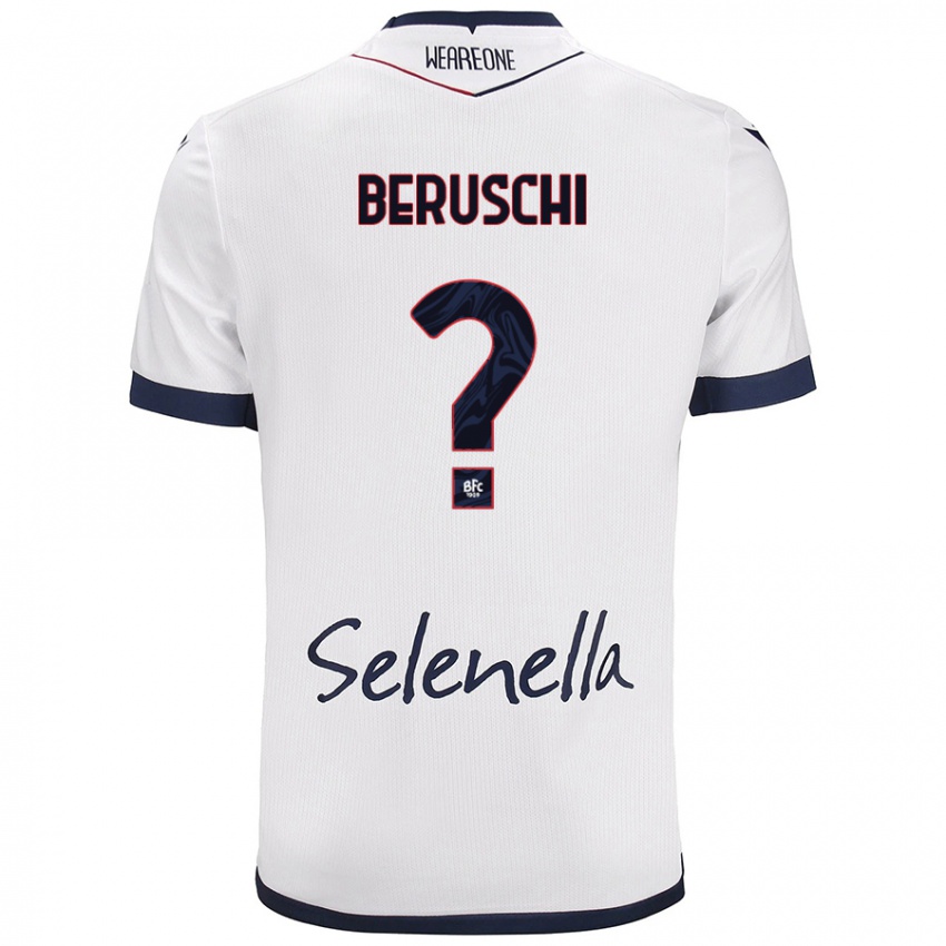 Gyermek Diego Beruschi #0 Fehér Royal Blue Idegenbeli Jersey 2024/25 Mez Póló Ing