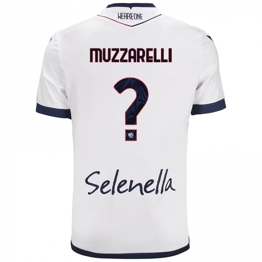 Gyermek Lorenzo Muzzarelli #0 Fehér Royal Blue Idegenbeli Jersey 2024/25 Mez Póló Ing