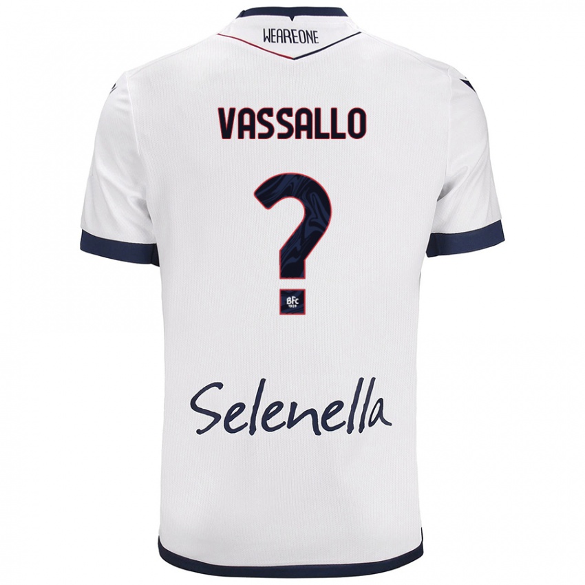 Gyermek Giacomo Vassallo #0 Fehér Royal Blue Idegenbeli Jersey 2024/25 Mez Póló Ing