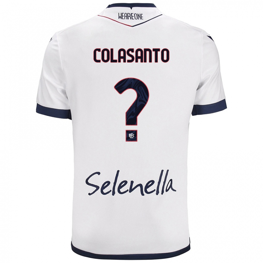 Gyermek Pietro Colasanto #0 Fehér Royal Blue Idegenbeli Jersey 2024/25 Mez Póló Ing