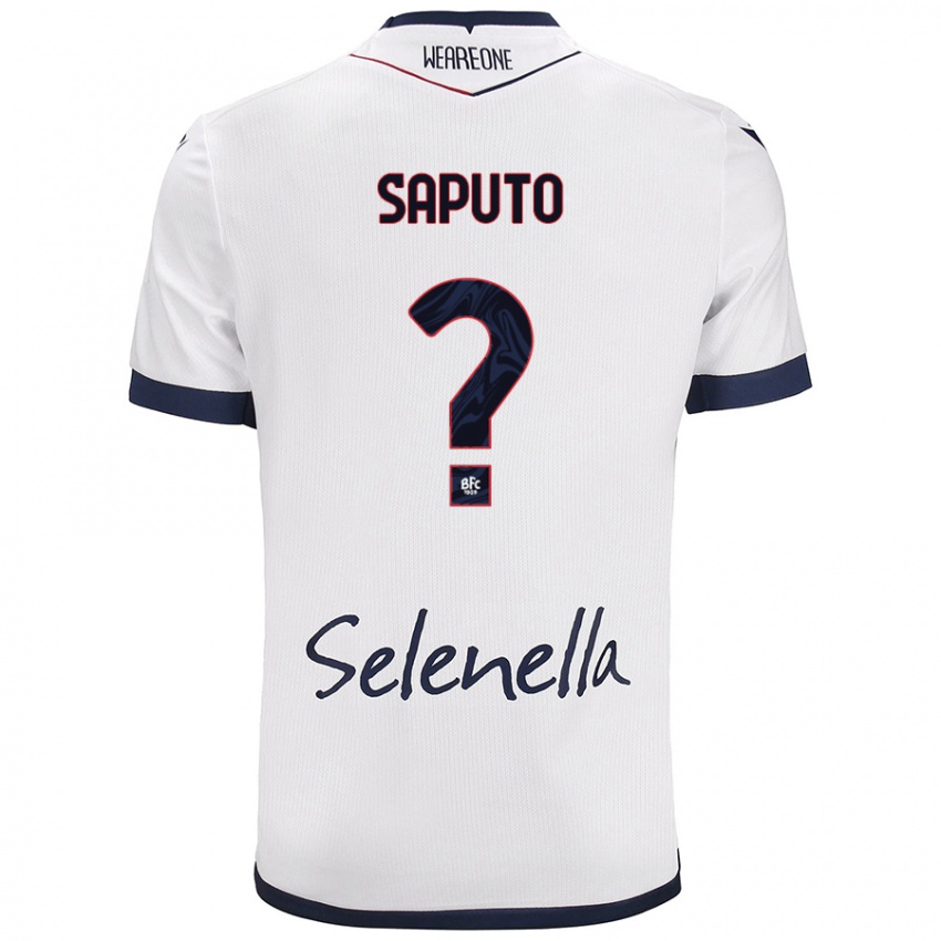 Gyermek Jesse Saputo #0 Fehér Royal Blue Idegenbeli Jersey 2024/25 Mez Póló Ing