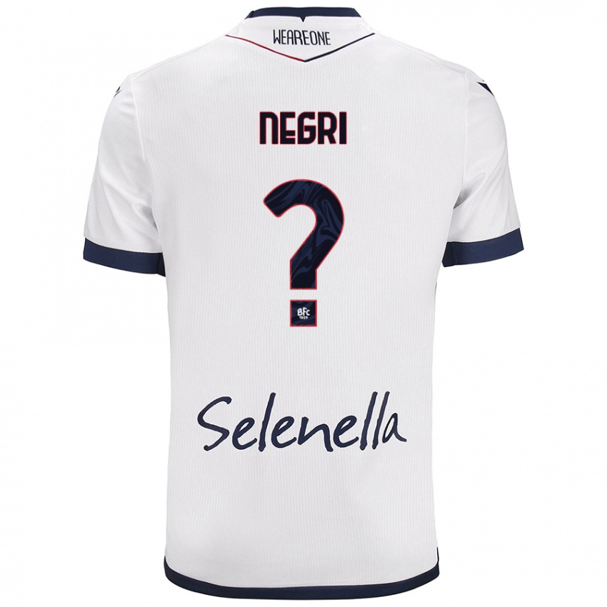 Gyermek Simone Negri #0 Fehér Royal Blue Idegenbeli Jersey 2024/25 Mez Póló Ing