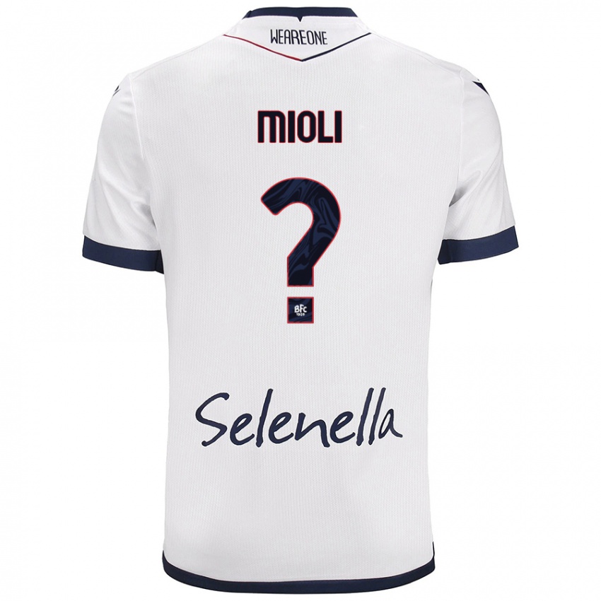 Gyermek Mattia Mioli #0 Fehér Royal Blue Idegenbeli Jersey 2024/25 Mez Póló Ing