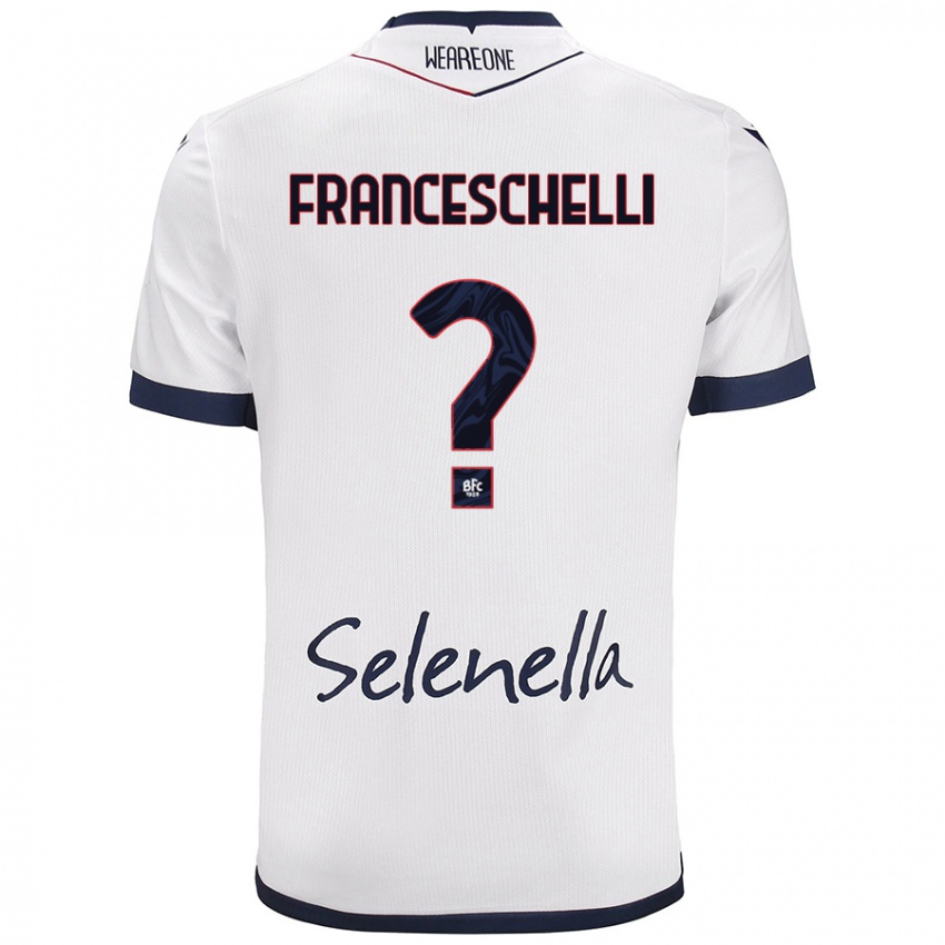 Gyermek Matteo Franceschelli #0 Fehér Royal Blue Idegenbeli Jersey 2024/25 Mez Póló Ing