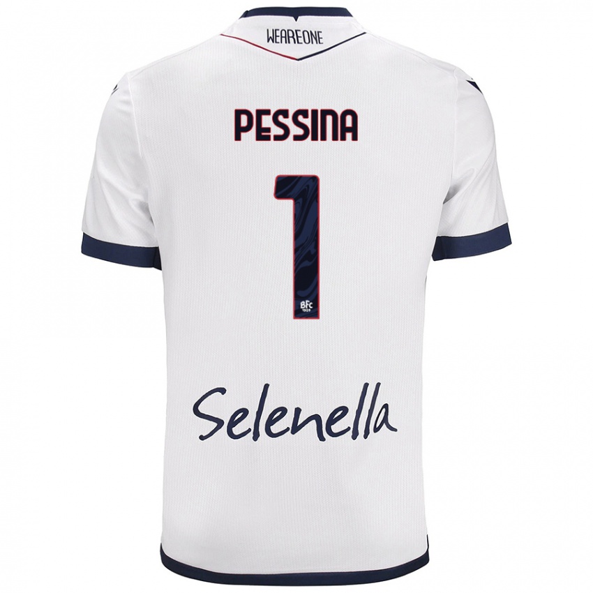 Gyermek Massimo Pessina #1 Fehér Royal Blue Idegenbeli Jersey 2024/25 Mez Póló Ing