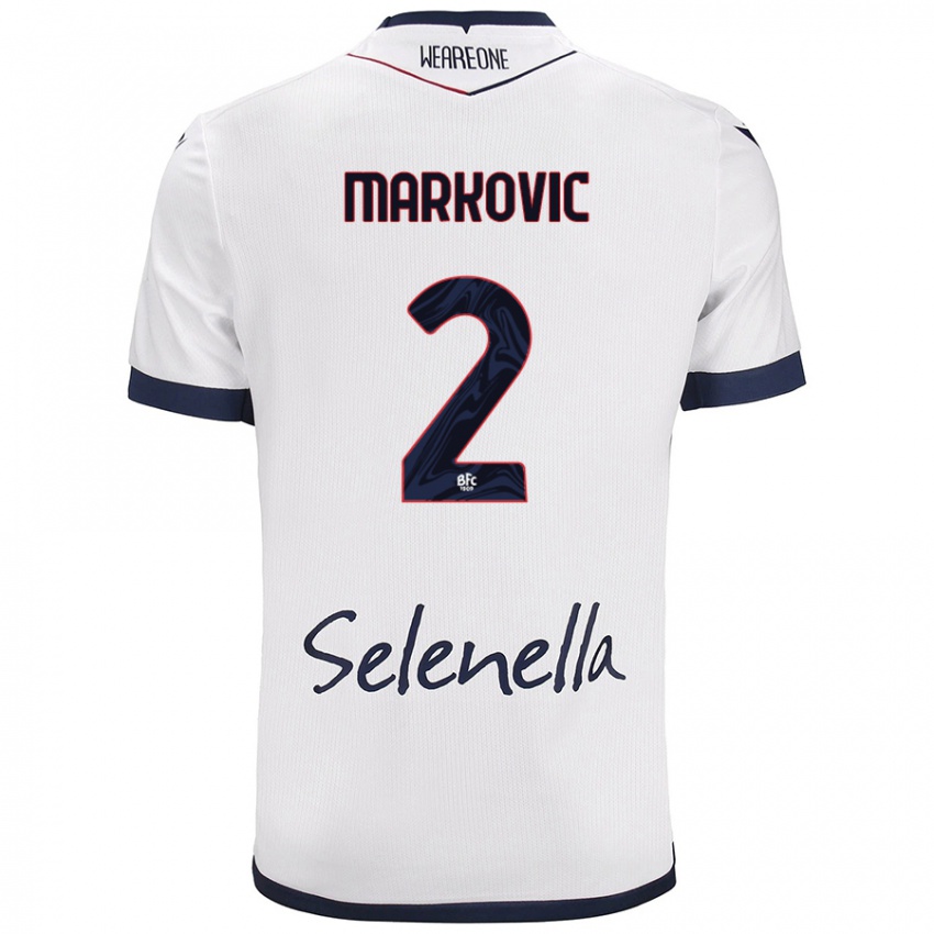 Gyermek Petar Markovic #2 Fehér Royal Blue Idegenbeli Jersey 2024/25 Mez Póló Ing