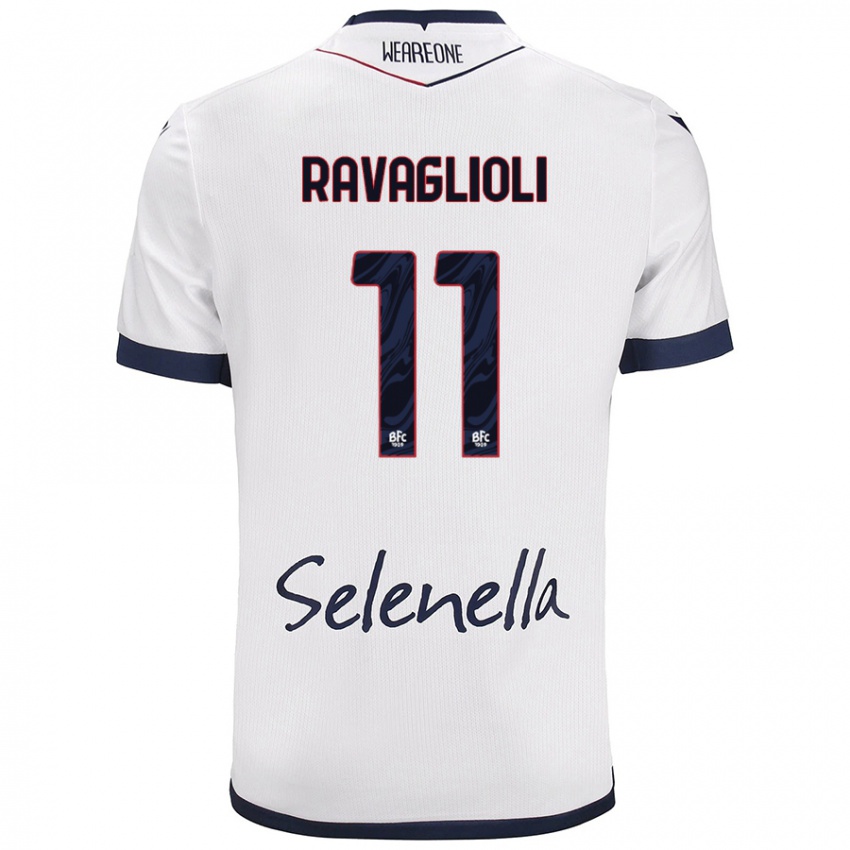 Gyermek Tommaso Ravaglioli #11 Fehér Royal Blue Idegenbeli Jersey 2024/25 Mez Póló Ing