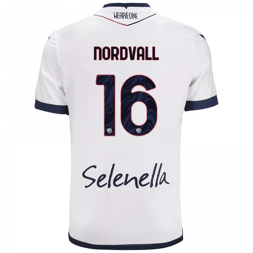 Gyermek Ossian Nordvall #16 Fehér Royal Blue Idegenbeli Jersey 2024/25 Mez Póló Ing