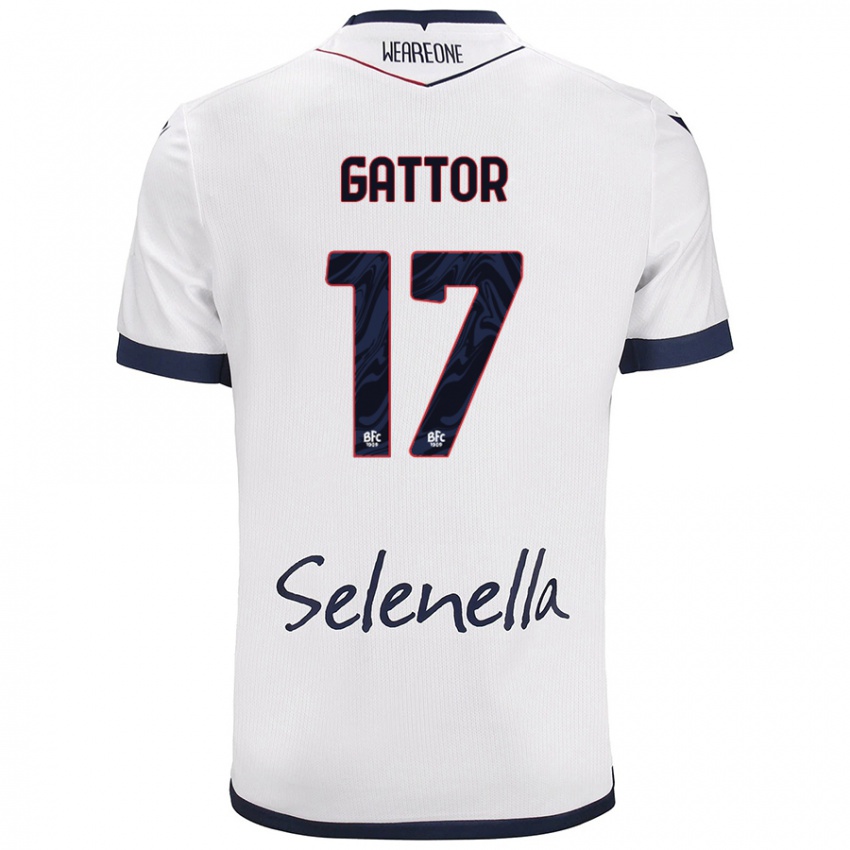 Gyermek Gianluca Gattor #17 Fehér Royal Blue Idegenbeli Jersey 2024/25 Mez Póló Ing