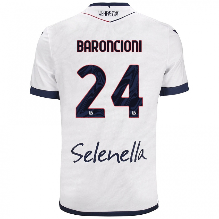 Gyermek Davide Baroncioni #24 Fehér Royal Blue Idegenbeli Jersey 2024/25 Mez Póló Ing