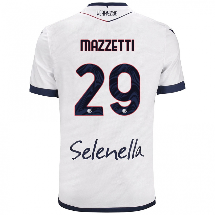 Gyermek Gabriele Mazzetti #29 Fehér Royal Blue Idegenbeli Jersey 2024/25 Mez Póló Ing