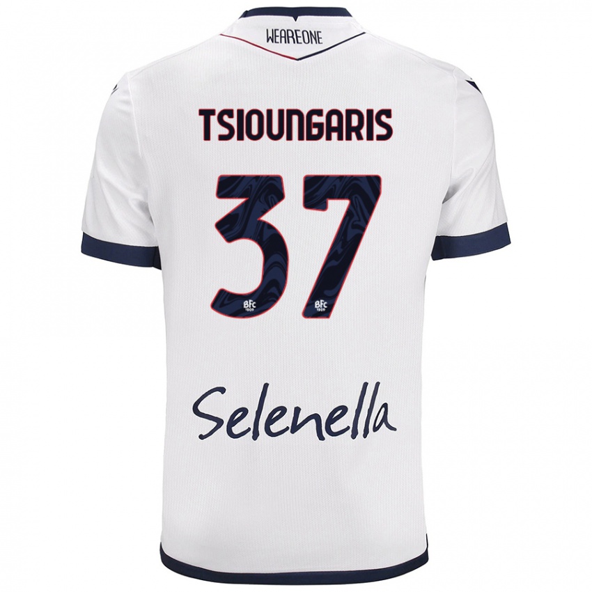 Gyermek Theodoros Tsioungaris #37 Fehér Royal Blue Idegenbeli Jersey 2024/25 Mez Póló Ing