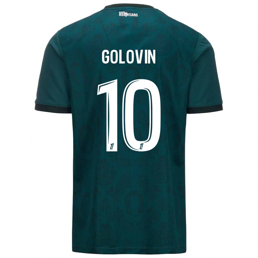 Gyermek Aleksandr Golovin #10 Sötétzöld Idegenbeli Jersey 2024/25 Mez Póló Ing