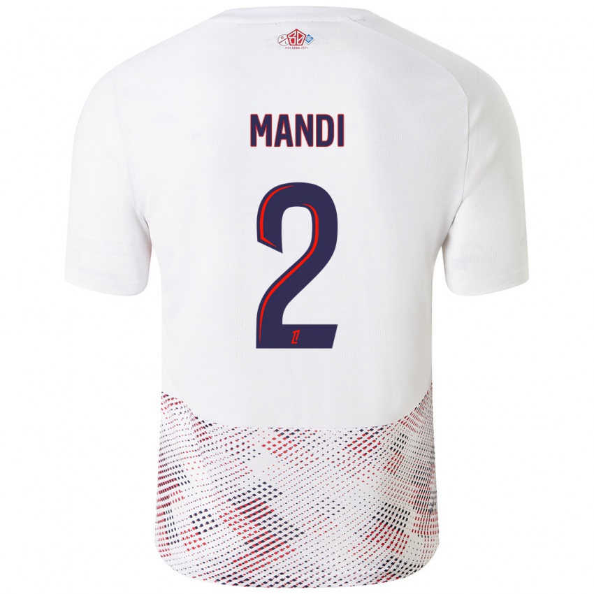 Gyermek Aïssa Mandi #2 Fehér Royal Blue Idegenbeli Jersey 2024/25 Mez Póló Ing