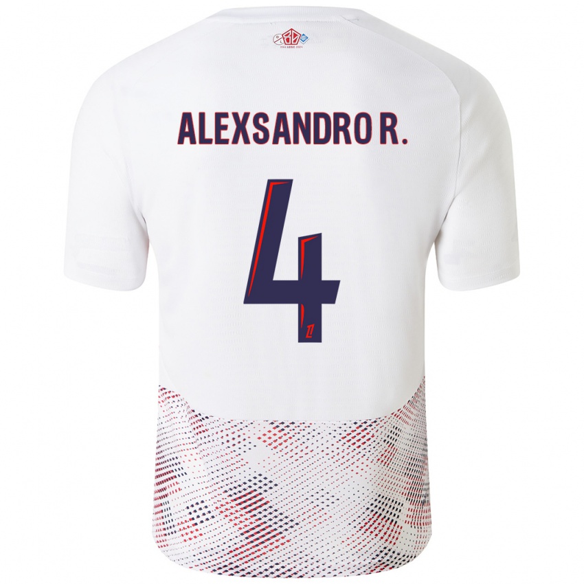 Gyermek Alexsandro #4 Fehér Royal Blue Idegenbeli Jersey 2024/25 Mez Póló Ing