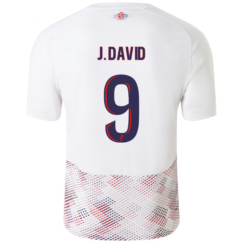 Gyermek Jonathan David #9 Fehér Royal Blue Idegenbeli Jersey 2024/25 Mez Póló Ing