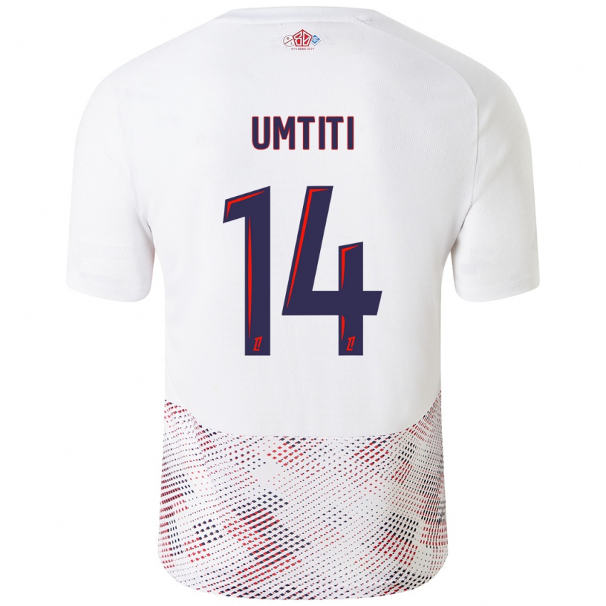 Gyermek Samuel Umtiti #14 Fehér Royal Blue Idegenbeli Jersey 2024/25 Mez Póló Ing