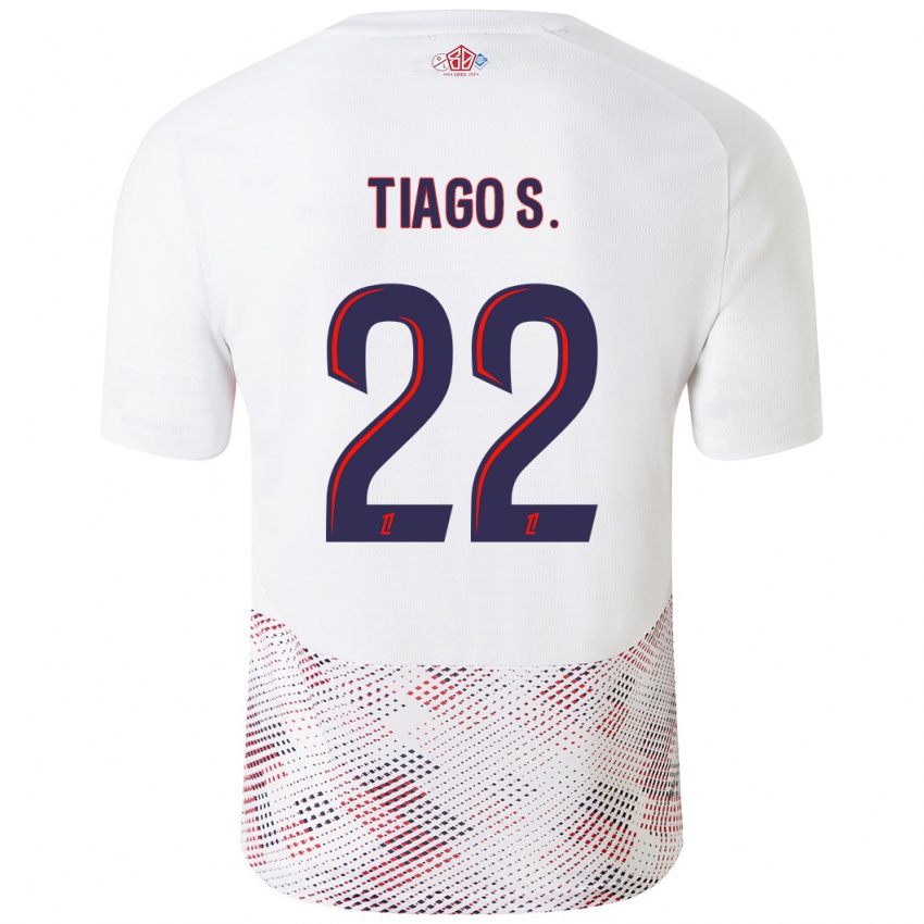 Gyermek Tiago Santos #22 Fehér Royal Blue Idegenbeli Jersey 2024/25 Mez Póló Ing