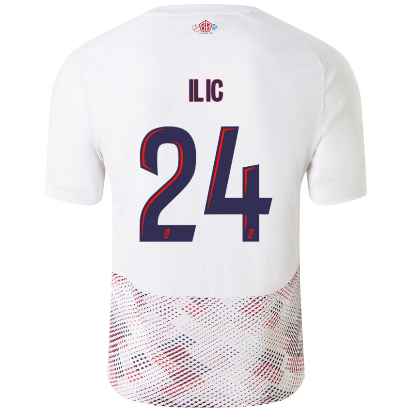 Gyermek Andrej Ilic #24 Fehér Royal Blue Idegenbeli Jersey 2024/25 Mez Póló Ing