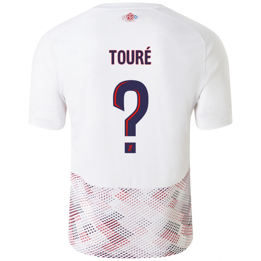 Gyermek Ousmane Touré #0 Fehér Royal Blue Idegenbeli Jersey 2024/25 Mez Póló Ing